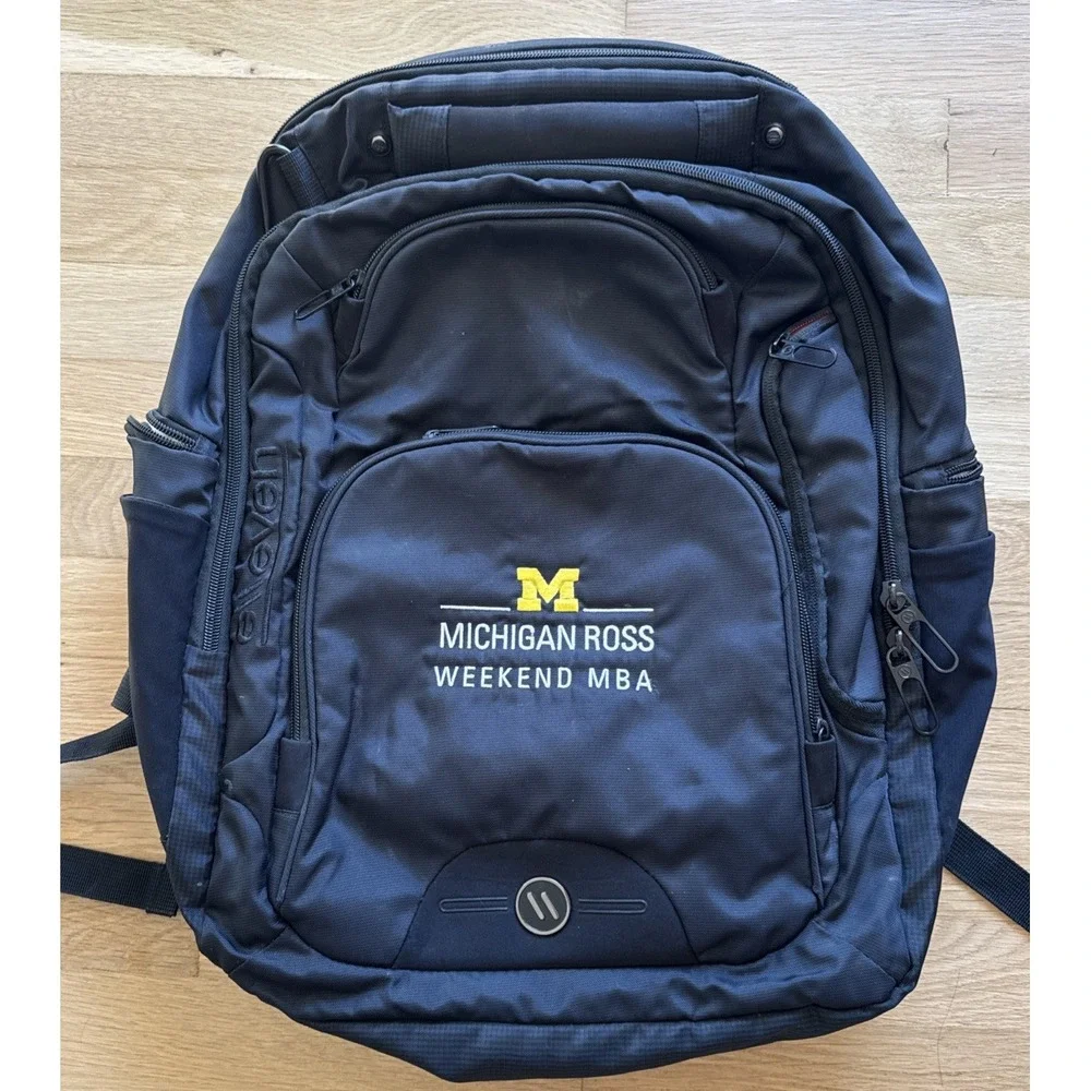 Eleven University Of Michigan Weekend MBA Business School Black Backpack Bookbag